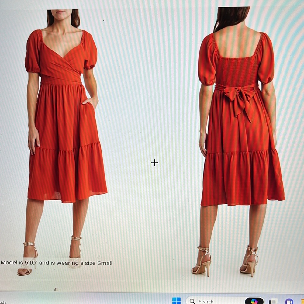 Bcbgeneration wrap front twill dress size 4 color flame NWT
